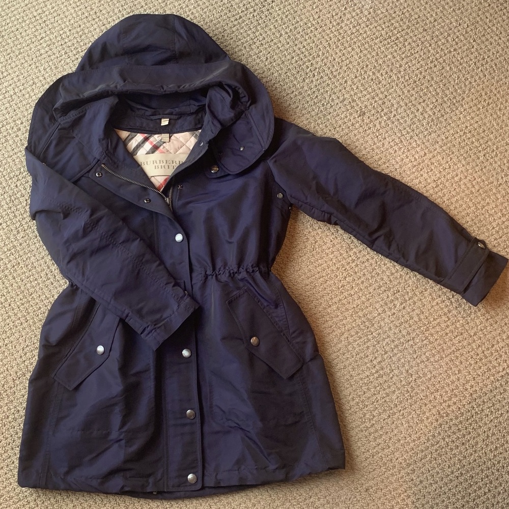 Burberry Brit Navy Hooded Coat